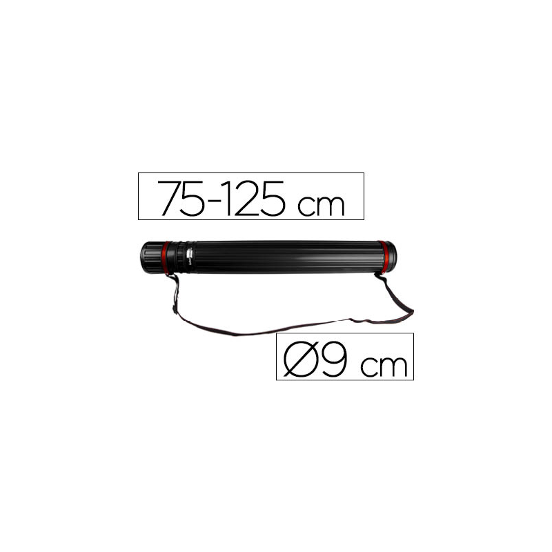 Portaplanos plastico liderpapel diametro 9 cm extensible hasta 125 cm negro