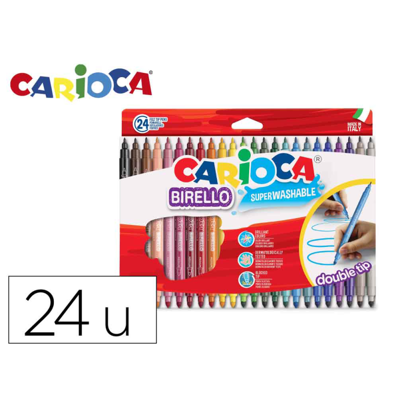 Rotulador carioca birello doble punta caja de 24 unidades colores surtidos