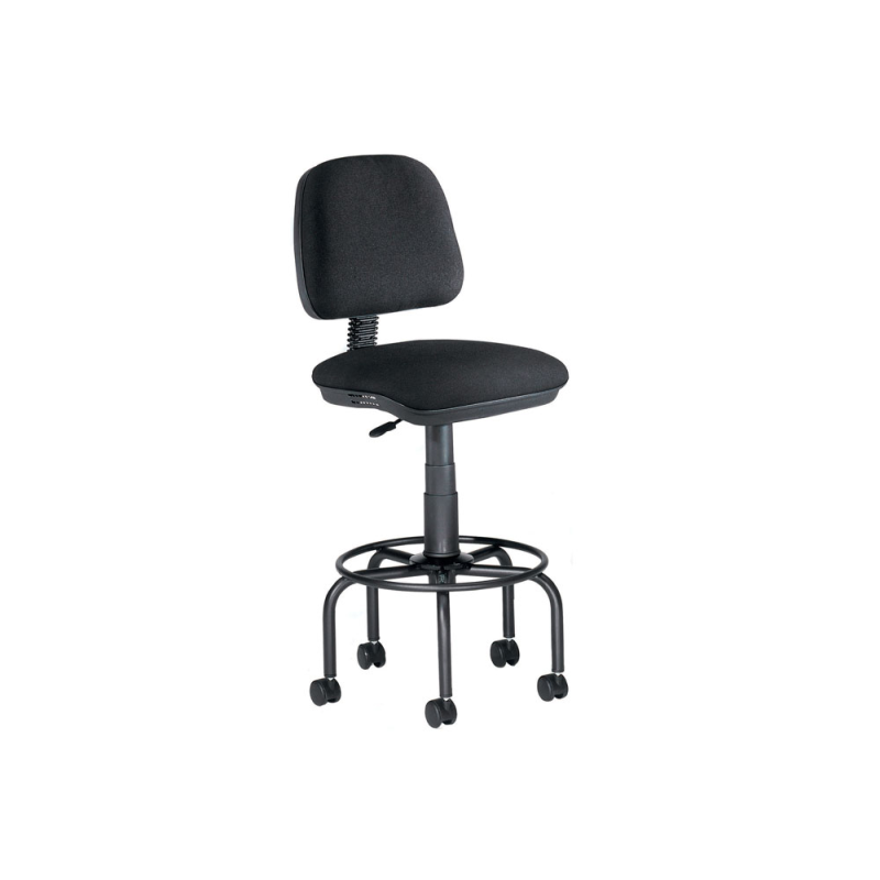 Taburete con respaldo rocada para mesa de dibujo negro regulable en altura hasta 725 mm tela ignifuga