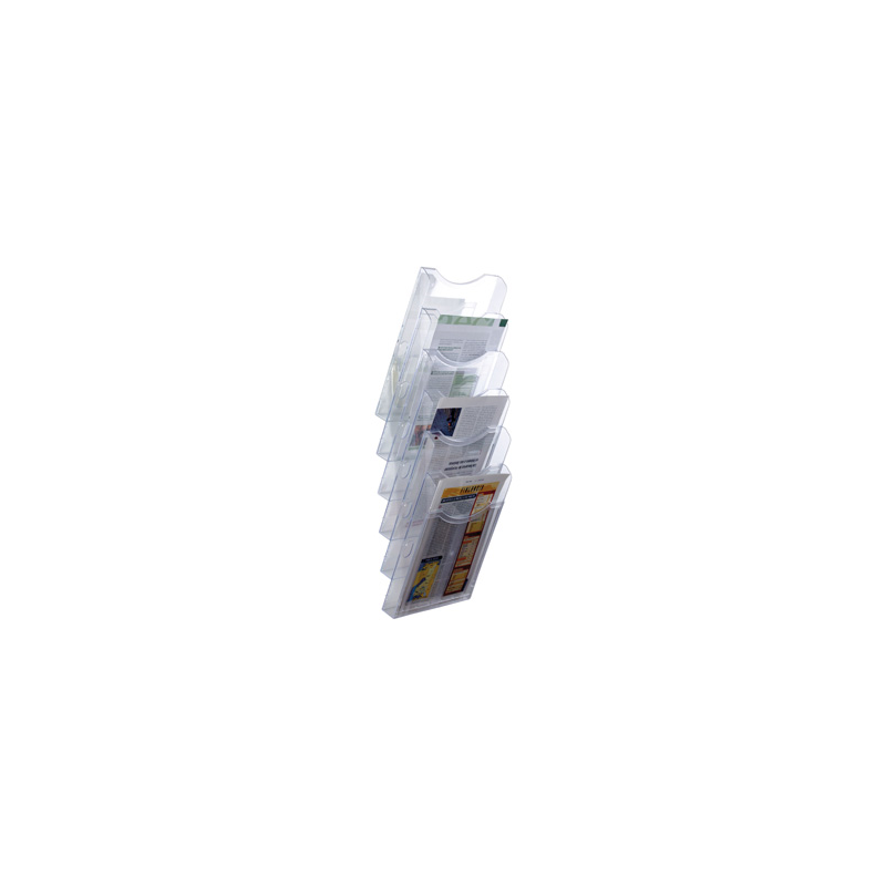 Expositor mural archivo 2000 de pared 6 bandejas din a4 transparente 190x235x685 mm separadores moviles ajustables