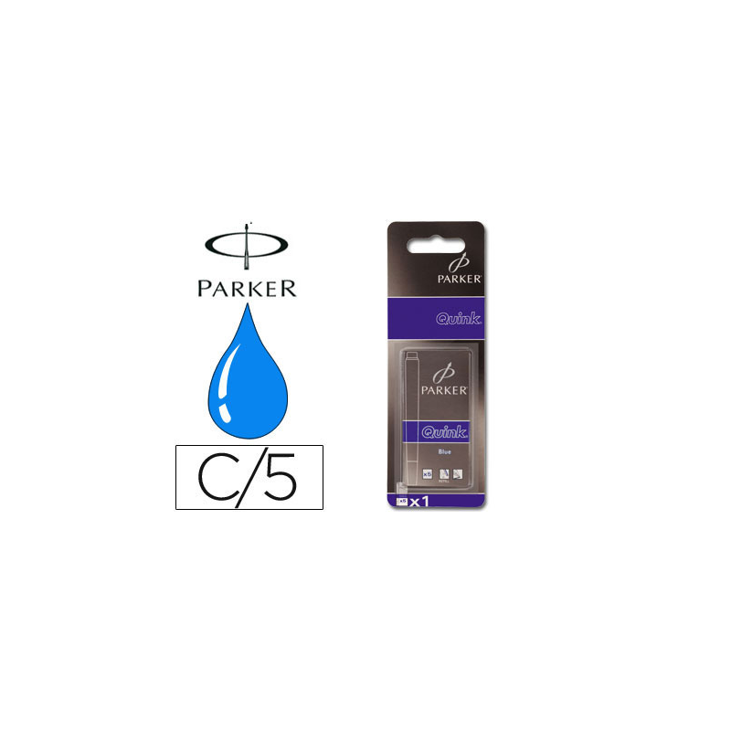 Tinta estilografica parker azul real caja de 5 cartuchos