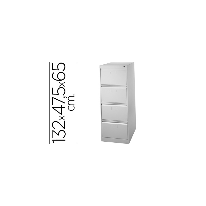 Fichero cajones de suelo metal 4 cajones 132 cm alto 65 cm prof 47,5 ancho gris 75 guias telescopicas antivuelco