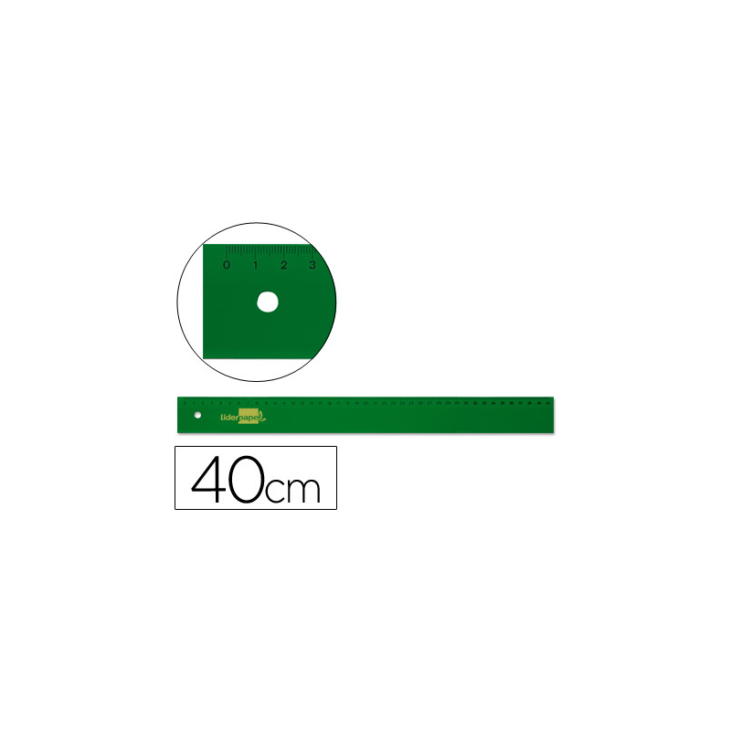 Regla liderpapel 40 cm acrilico verde