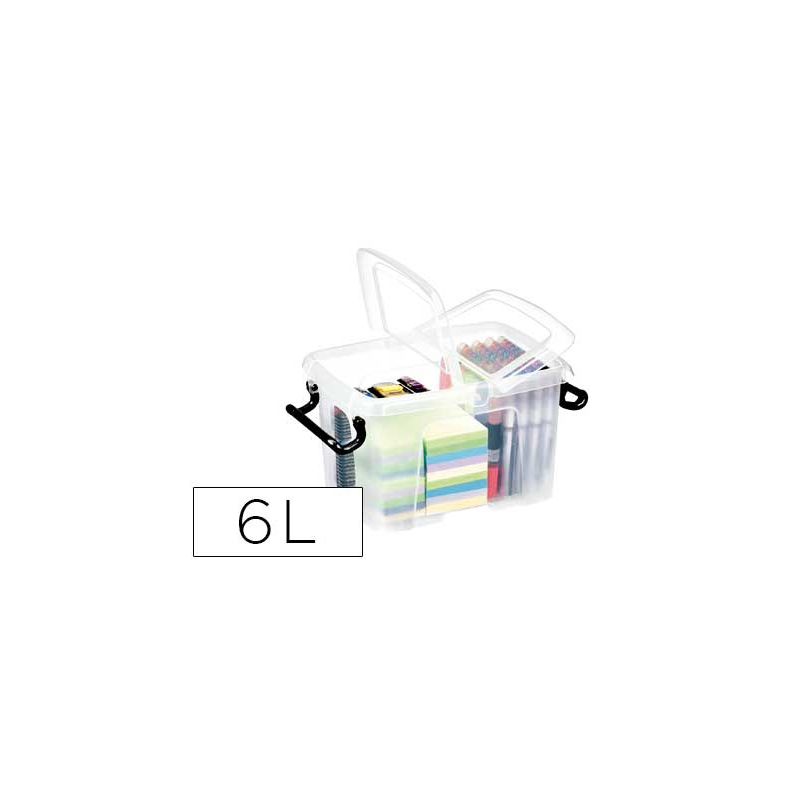 Contenedor plastico cep 6 litros 305x224x182 mm transparente con tapa y cierre hermetico
