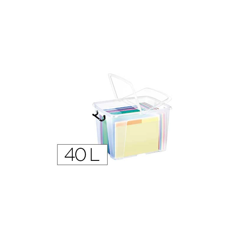 Contenedor plastico cep 40 litros 397x498x329 mm transparente con tapa y cierre hermetico