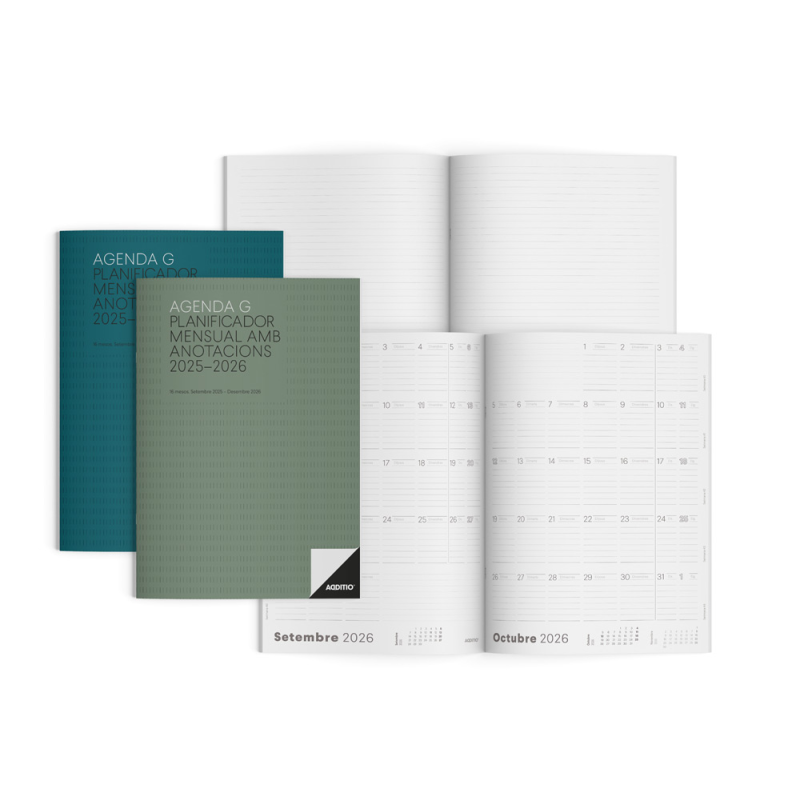 Agenda g mes vista catalan additio planificador 16 meses 195x285 mm colores surtidos