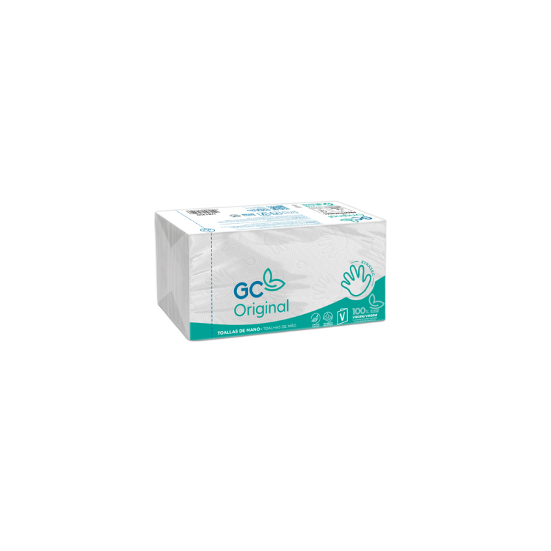Toalla de papel mano engarzada ecologica 20x23 cm 2 capas paquete con 196 unidades