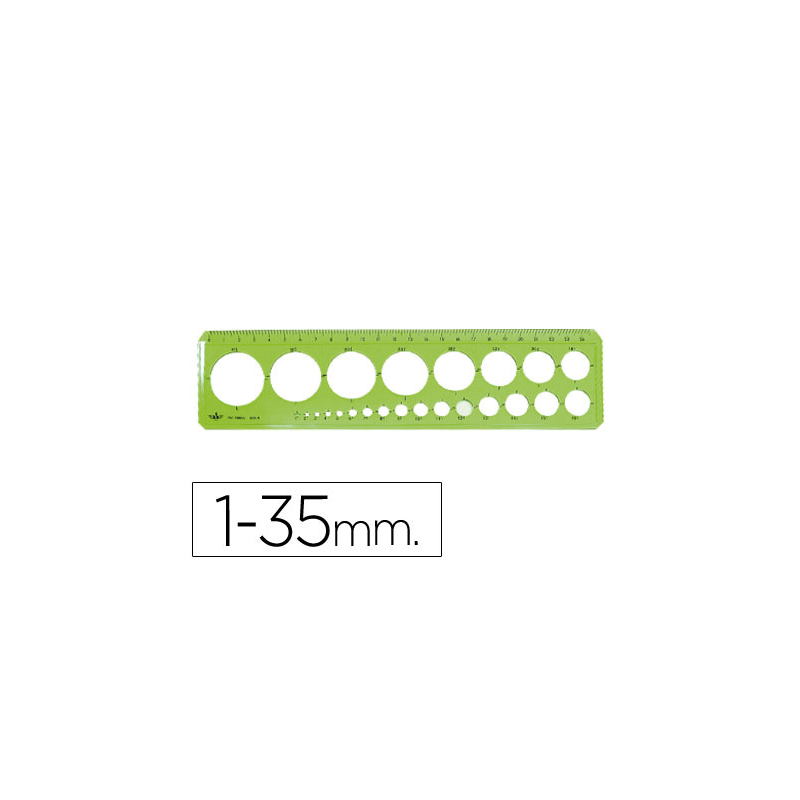 Plantilla domingo ferrer circulos 1-35 mm plastico verde