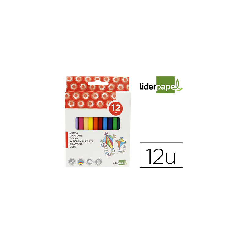 Lapices cera liderpapel caja de 12 unidades colores surtidos