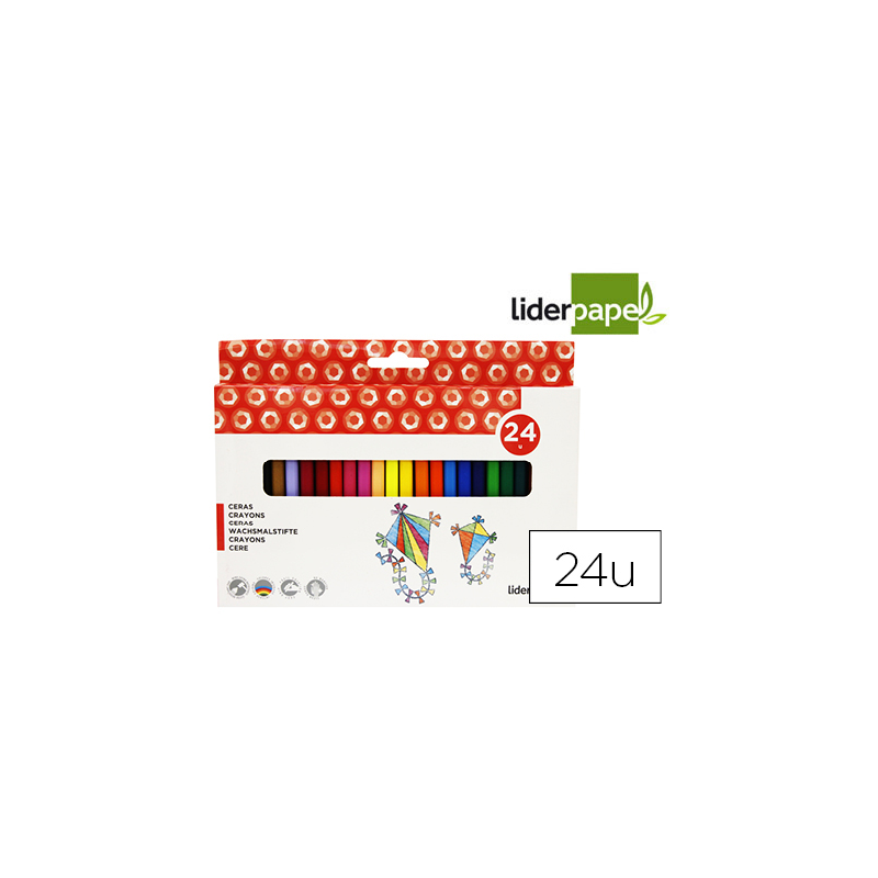Lapices cera liderpapel caja de 24 unidades colores surtidos