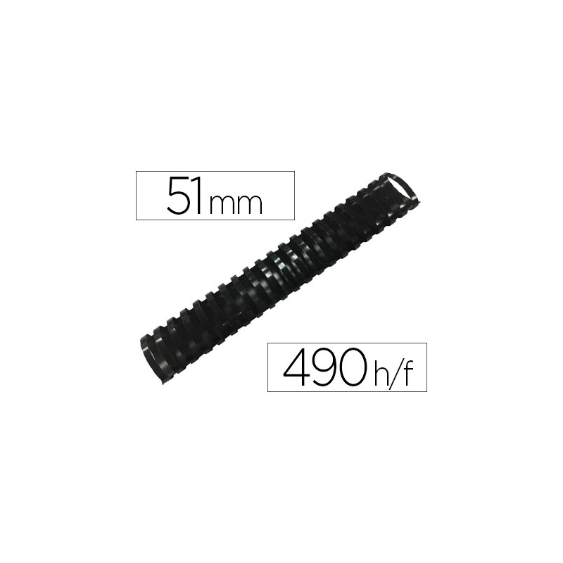 Canutillo q-connect ovalado 51 mm plastico negro capacidad 490 hojas caja de 10 unidades