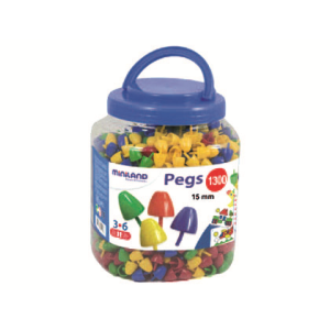 Juego miniland pegs bote de 1300 piezas de 15 mm