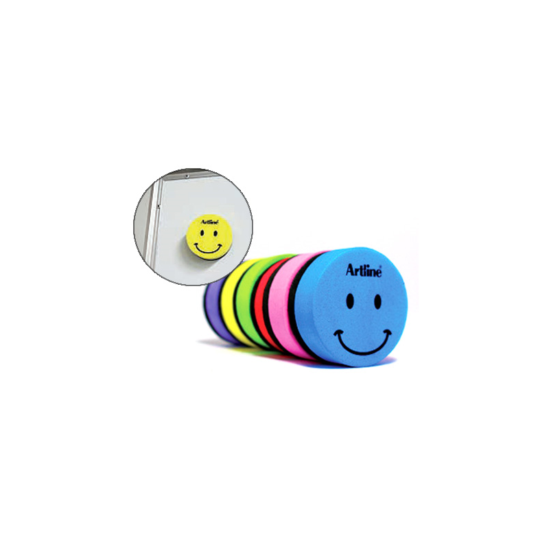 Borrador artline pizarra blanca redondo magnetico cara smiley colores surtidos