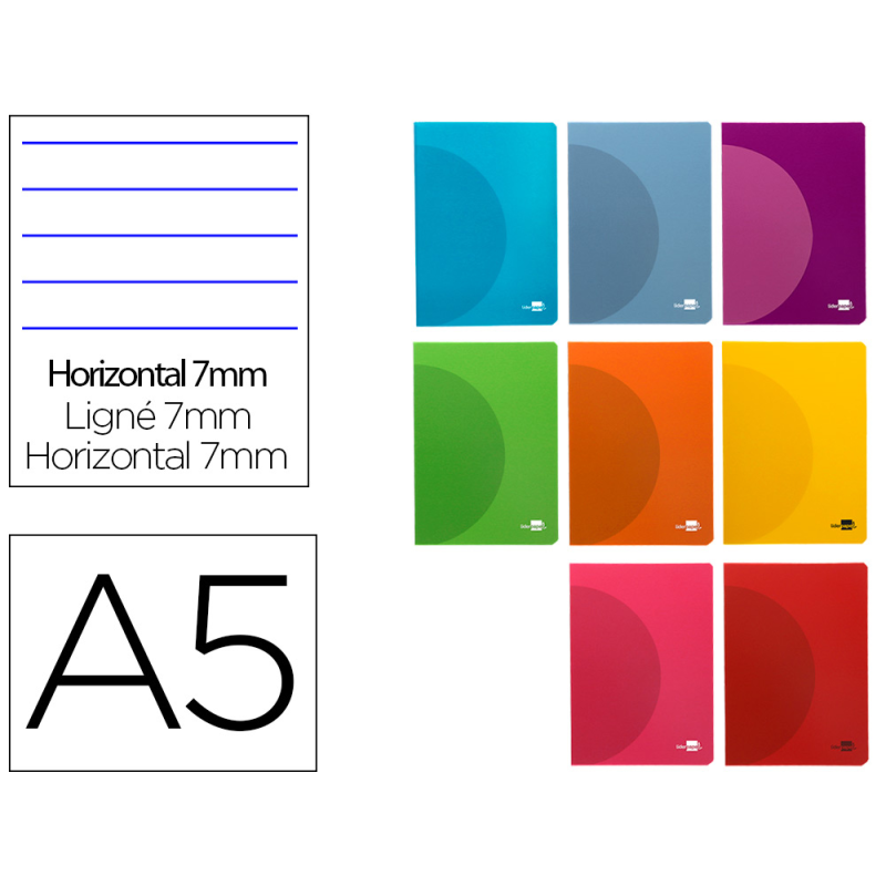 Libreta liderpapel 360 tapa de plastico a5 48 hojas 90gr horizontal con doble margen colores surtidos