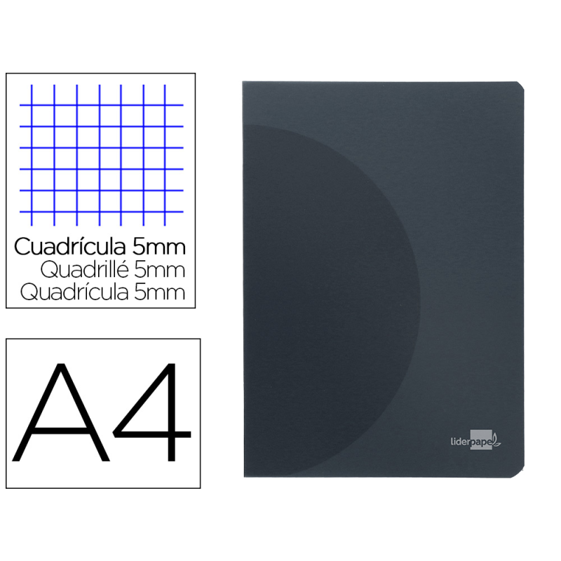 Libreta liderpapel 360 tapa de plastico a4 48 hojas 90gr 5mm con doble margen tapa negra