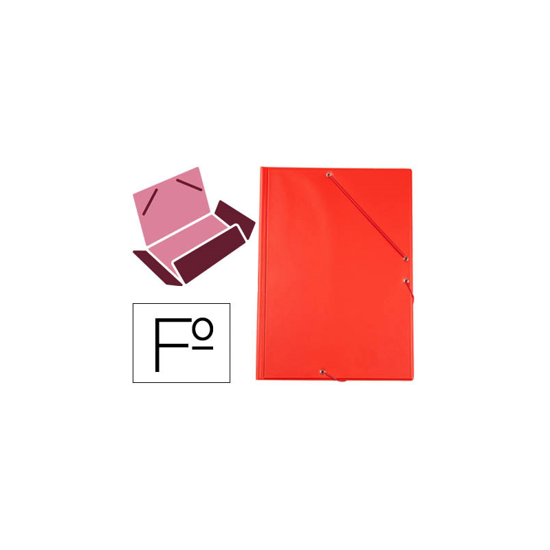 Carpeta liderpapel gomas tres solapas plastico folio color rojo