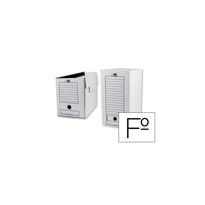 Caja archivo definitivo liderpapel folio doble ancho carton reciclado 400g/m2 lomo 200 mm blanco 367x200x251 mm