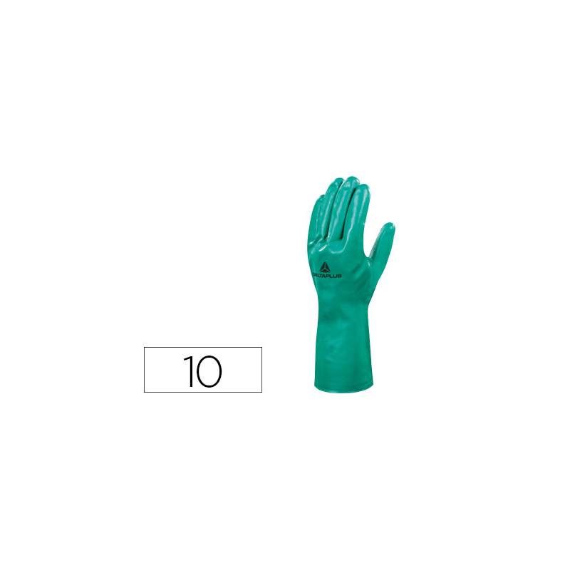 Guantes deltaplus tratado en nitrilo flocado de algodon especial para trabajos con liquidos quimicos talla 10