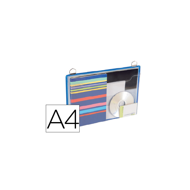 Funda para colgar djois din a4 anilla metalica formato horizontal pack de 5 unidades color azul