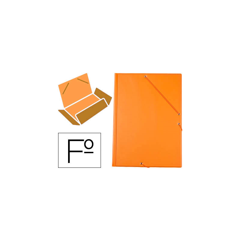 Carpeta liderpapel gomas tres solapas carton forrado pvc folio color naranja
