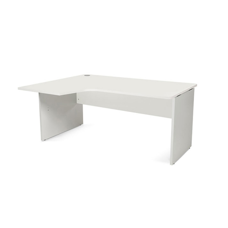 Mesa rocada serie work 160x110x76 cm izquierda acabado an04 gris/blanco