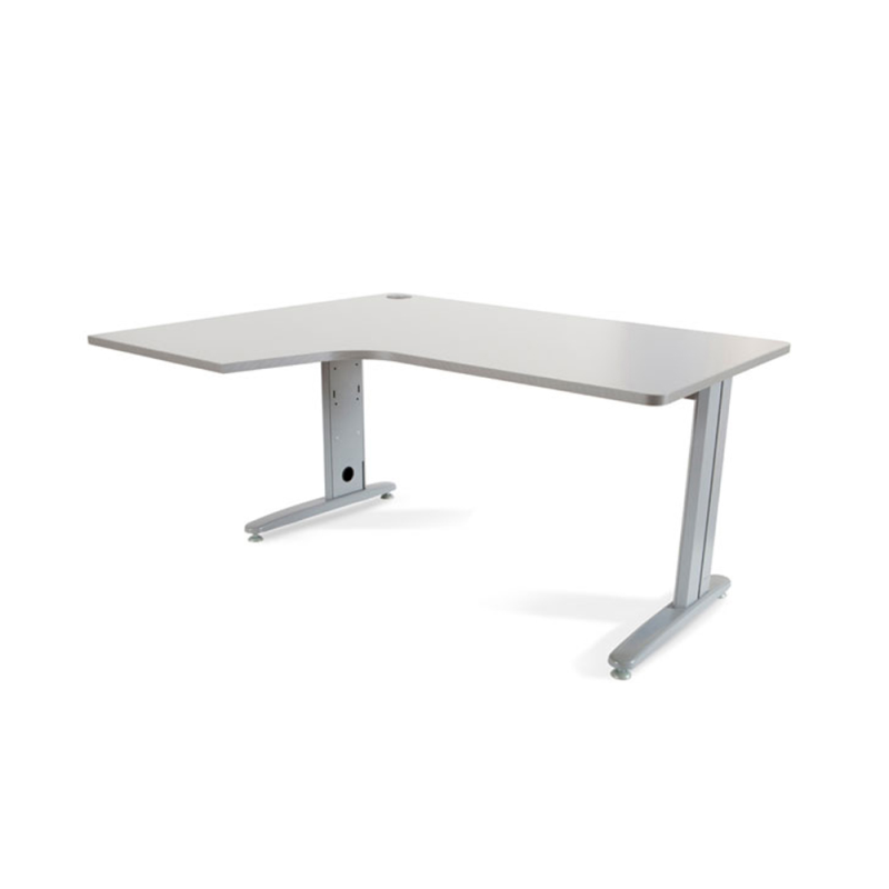 Mesa rocada serie metal 180x120 cm izquierda acabado ac02 gris