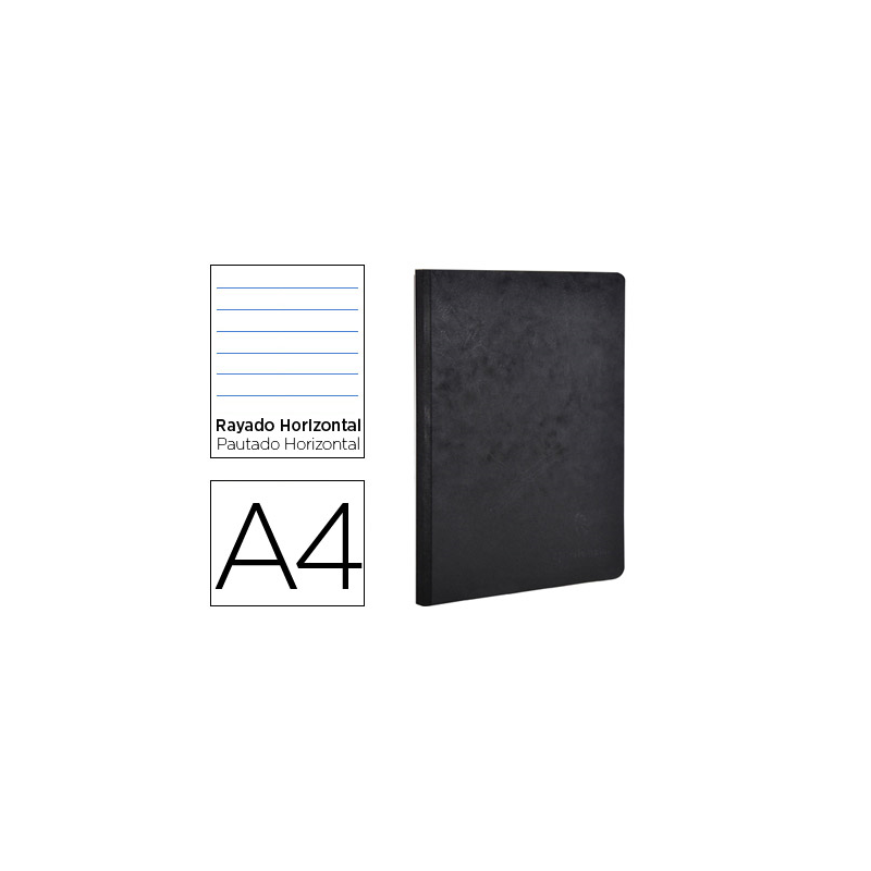 Libreta age-bag tapa cartulina lomo cosido rayado horizontal 96 hojas color negro 210x297 mm