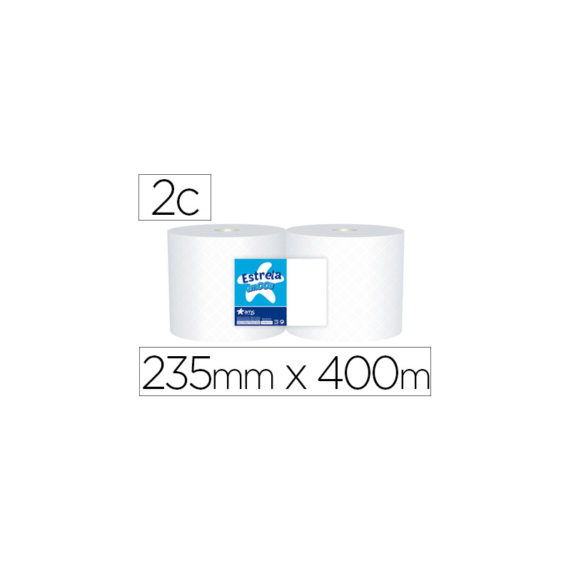 Papel secamanos industrial amoos 2 capas 222 mm x 400 mt paquete de 2 rollos