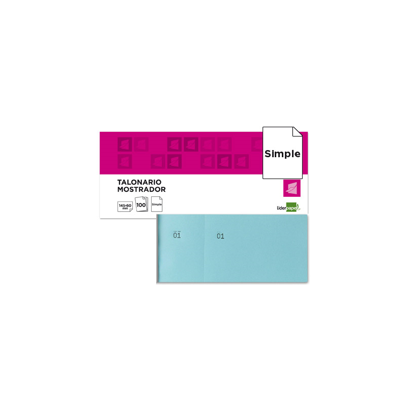 Talonario liderpapel mostrador 60x145 mm tl03 celeste con matriz
