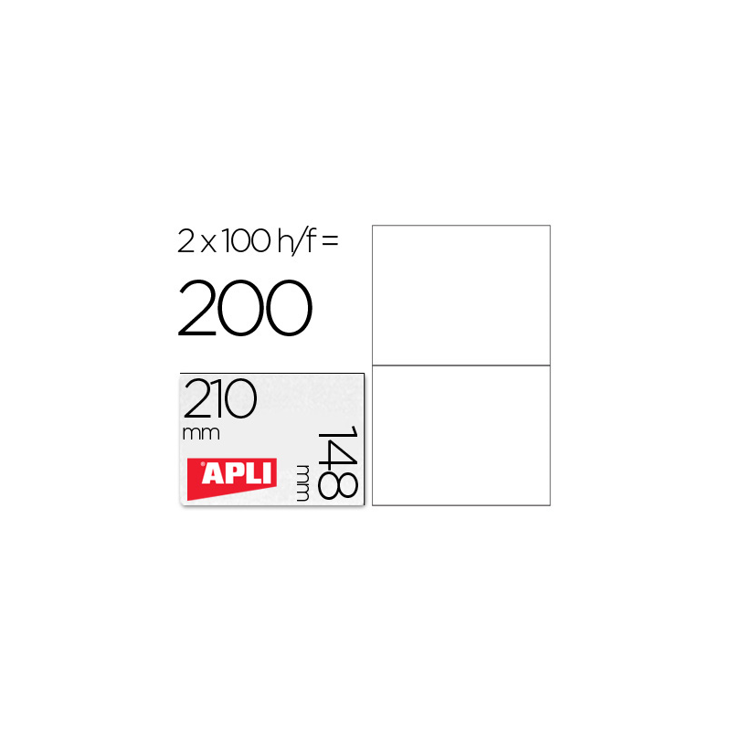 Etiqueta adhesiva apli 1264 tamaño 210x148 mm -fotocopiadora laser ink-jet -caja con 100 hojas din a4