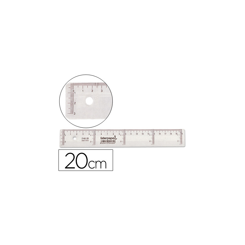 Regla liderpapel plastico cristal 20 cm