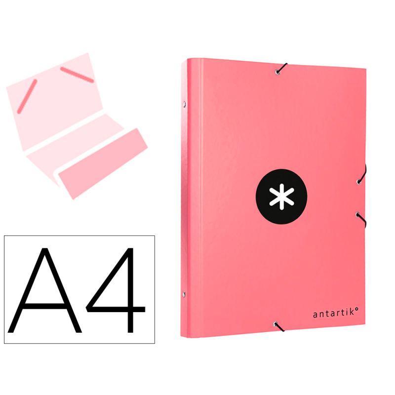Carpeta antartik clasificadora a4 12 departamentos gomas carton forrado color coral