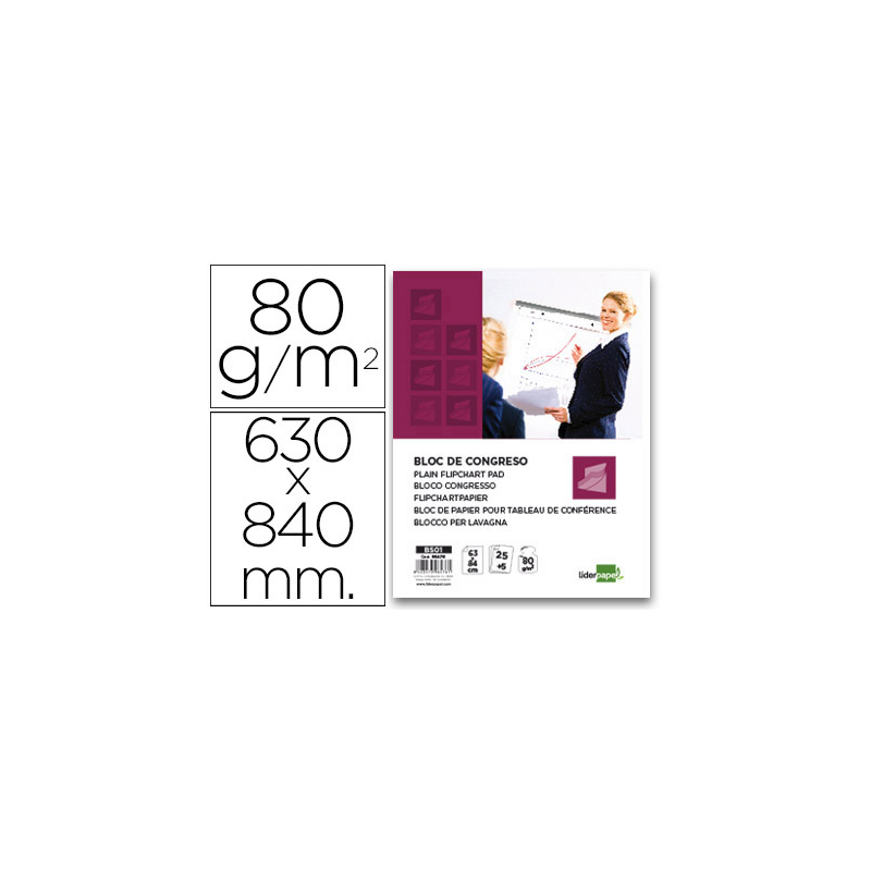 Bloc congreso liderpapel liso 630x840 mm 25+5 hojas 80g/m2
