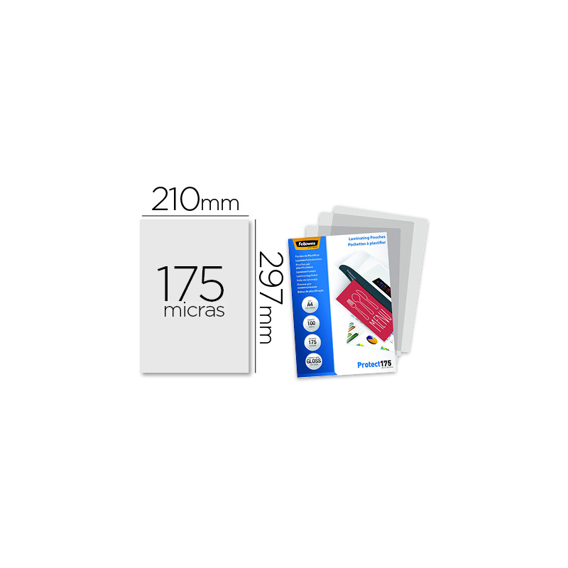 Bolsa de plastificar fellowes brillo din a4 175 mc pack 100 unidades