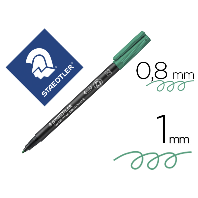 Rotulador staedtler lumocolor retroproyeccion punta de fibrapermanente 317-5 verde punta media redonda 0.8-1 mm