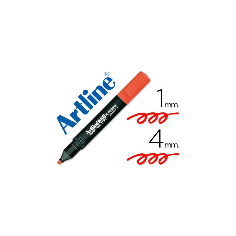 Rotulador artline fluorescente ek-660 rojo punta biselada