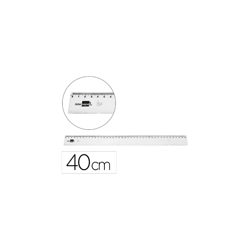 Regla liderpapel plastico irrompible transparente 40 cm