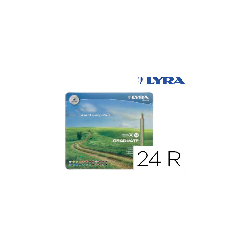 Lapices de colores lyra graduate caja metalica de 24 colores surtidos