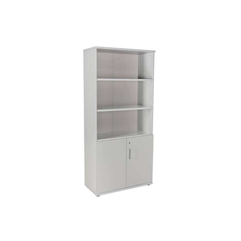 Armario rocada con cuatro estantes y dos puertas inferiores serie store 195x90x45 cm acabado gris/gris