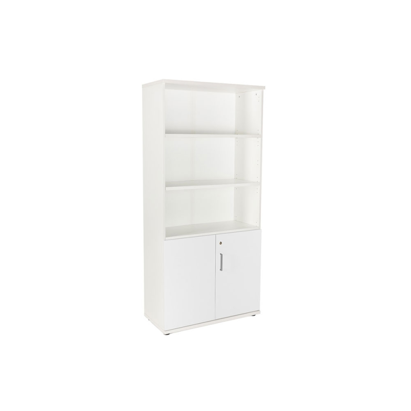 Armario rocada con cuatro estantes y dos puertas inferiores serie store 195x90x45 cm acabado bco/bco