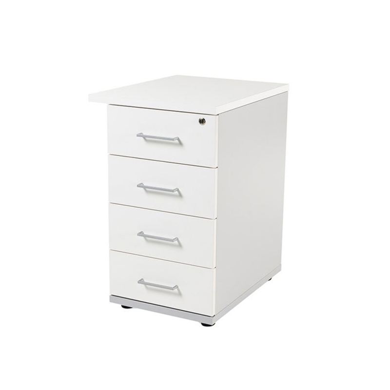 Cajonera rocada con cuatro cajones serie store 60x47x74 cm acabado gris/blanco