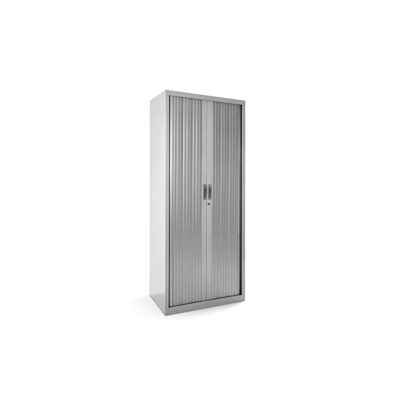 Armario metalico rocada dos puertas tipo persiana con cuatro baldas serie store 198x80x45 cm acabado gris/gris