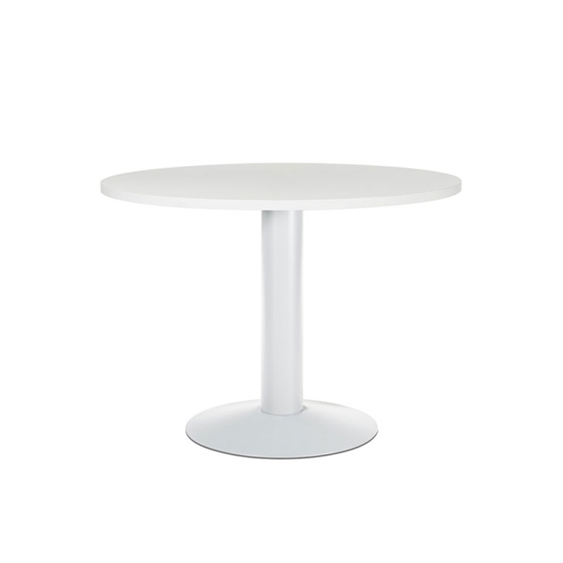 Mesa de reunion rocada meeting 3005atw04 estructura columna acero blanco tablero madera blanco 100 cm diametro