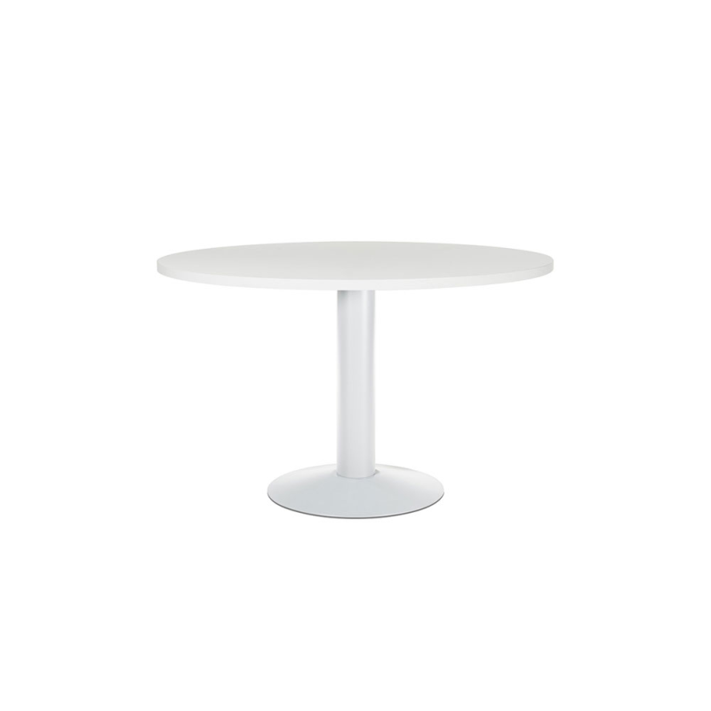 Mesa de reunion rocada meeting 3006atw04 estructura columna acero blanco tablero madera blanco 120 cm diametro