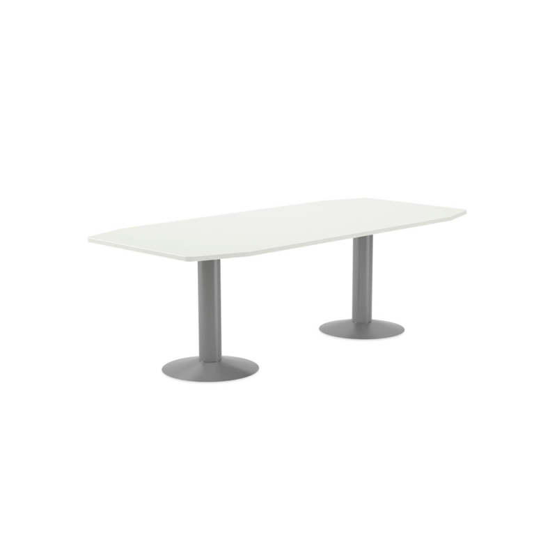 Mesa de reunion rocada meeting 3003at04 estructura columna doble acero gris tablero madera blanco