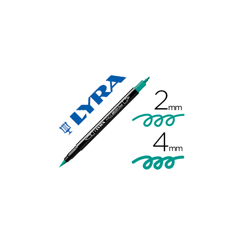 Rotulador lyra aqua brush acuarelable doble punta fina y pincel verde noche