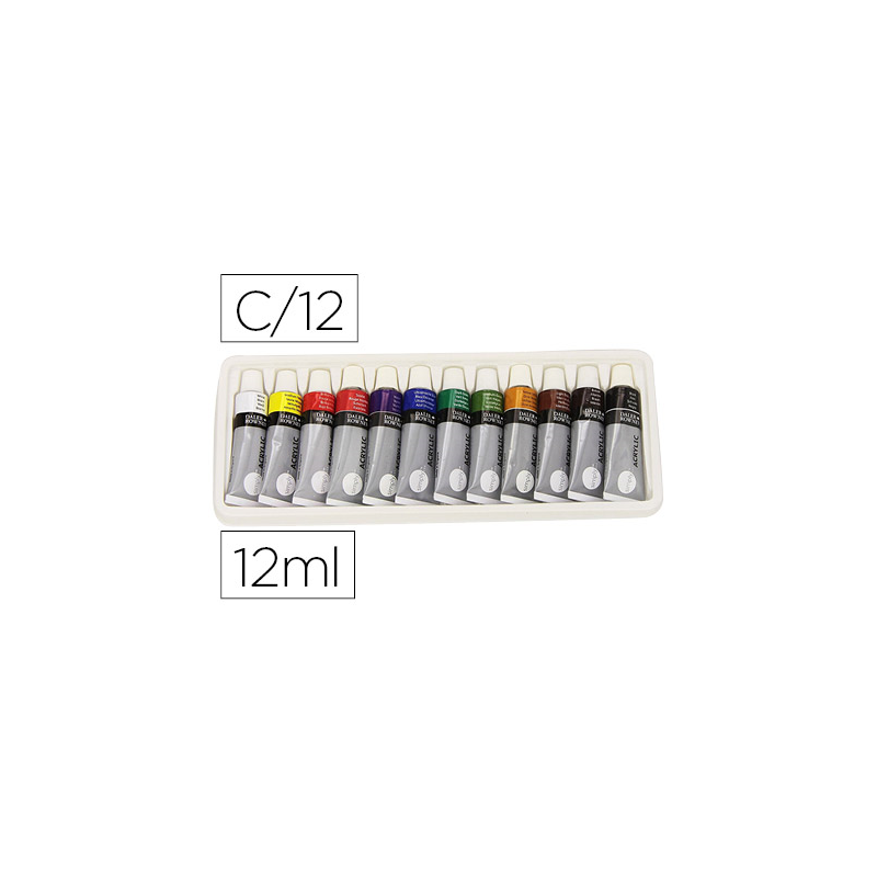 Pintura acrilica daler rowney simply caja de 12 colores surtidos tubo de 12 ml