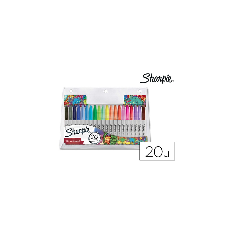 Rotulador sharpie permanente punta fina blister de 20 unidades colores surtidos