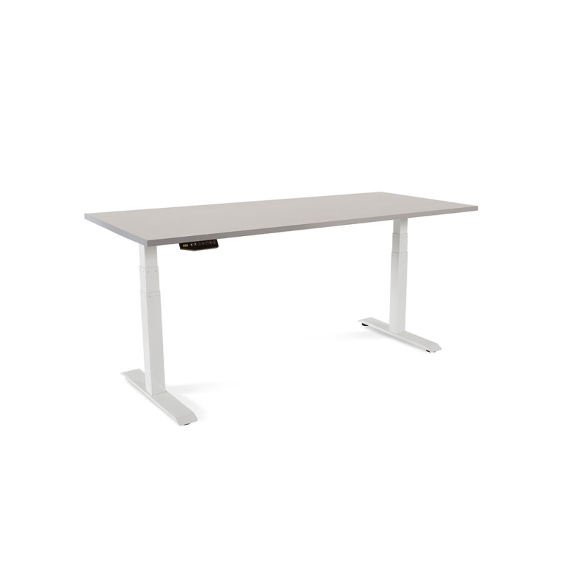 Mesa rocada regulable en altura electricamente hasta 129 cm estructura de acero tablero 180 cm color gris