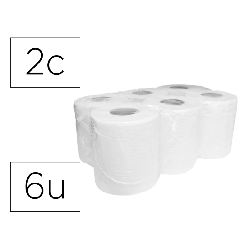 Papel secamanos dahi 2 capas celulosa lisa 210 mm x 150 mt paquete de 6 rollos